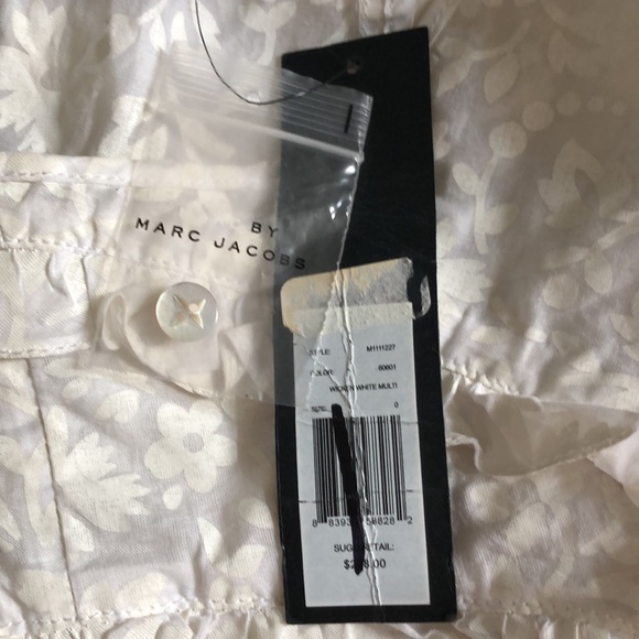 Marc by Marc Jacobs 0 Floral Top Ruffles White Button down Sleeveless Tie back - Picture 10 of 10